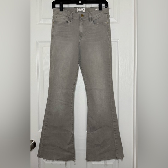Frame Denim Light Gray Le High Flare Jeans - size 28 Bell Bottoms - Picture 1 of 4